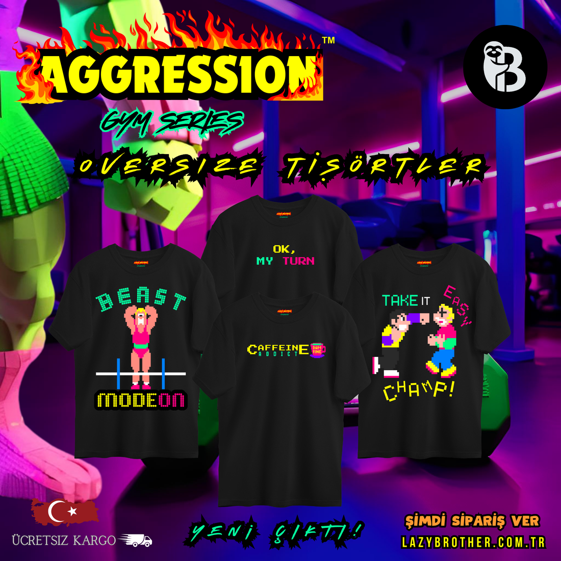 Aggression Gym Series Oversize Tişörtler: Performans ve Konfor Bir Arada! 👕 🔥